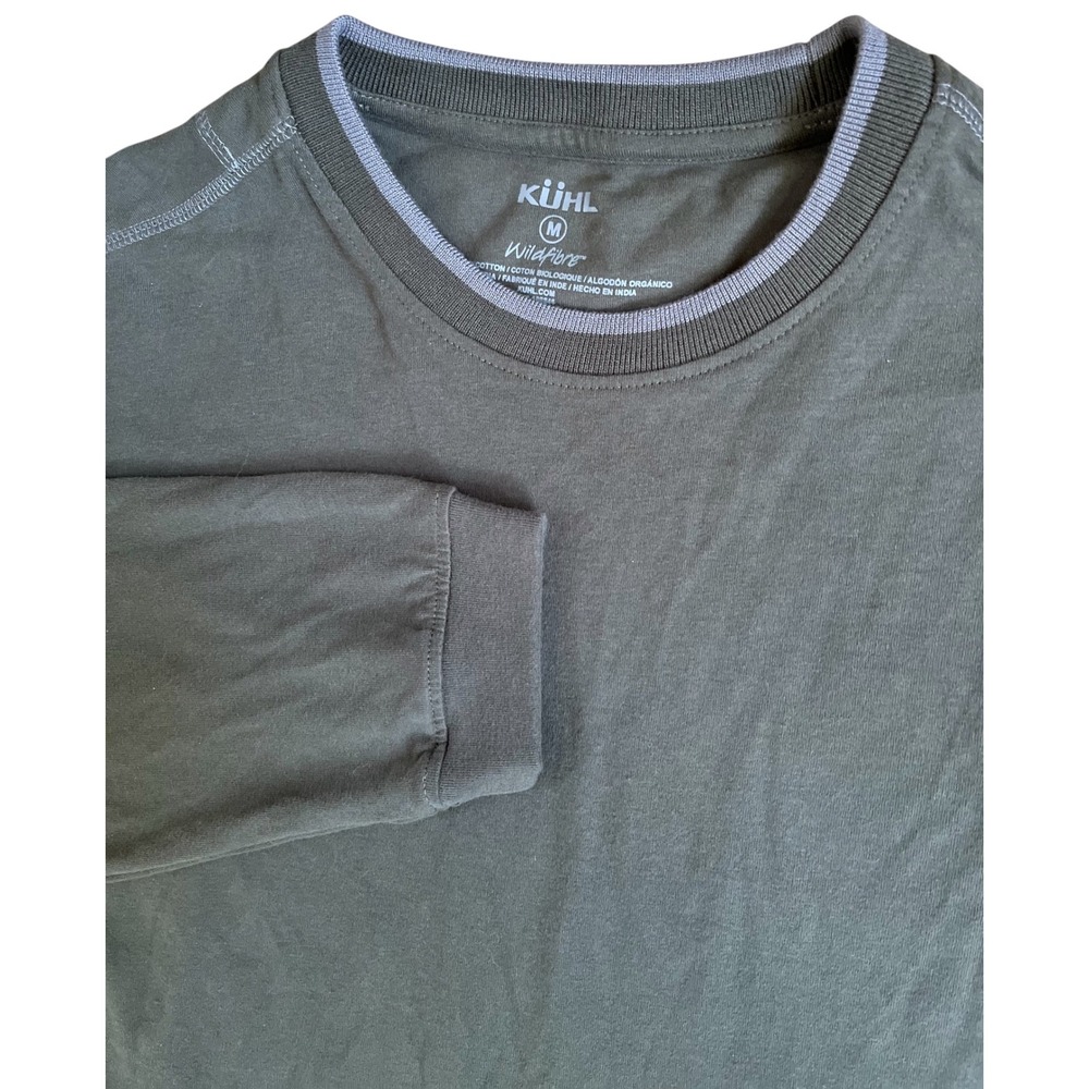 Kuhl Wildfibre Mens Medium Gray Organic Cotton Long Sleeve Shirt Zip Pocket